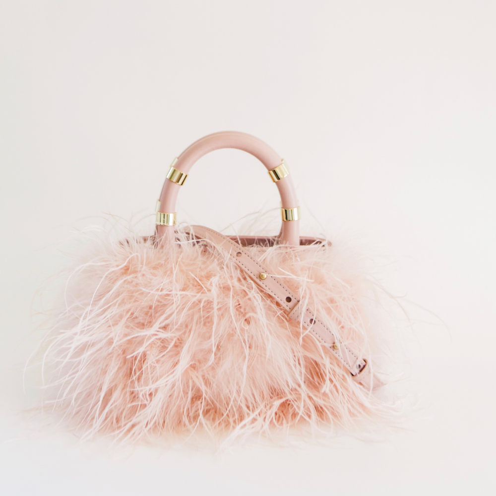 Ostrich Feather Bag Pink