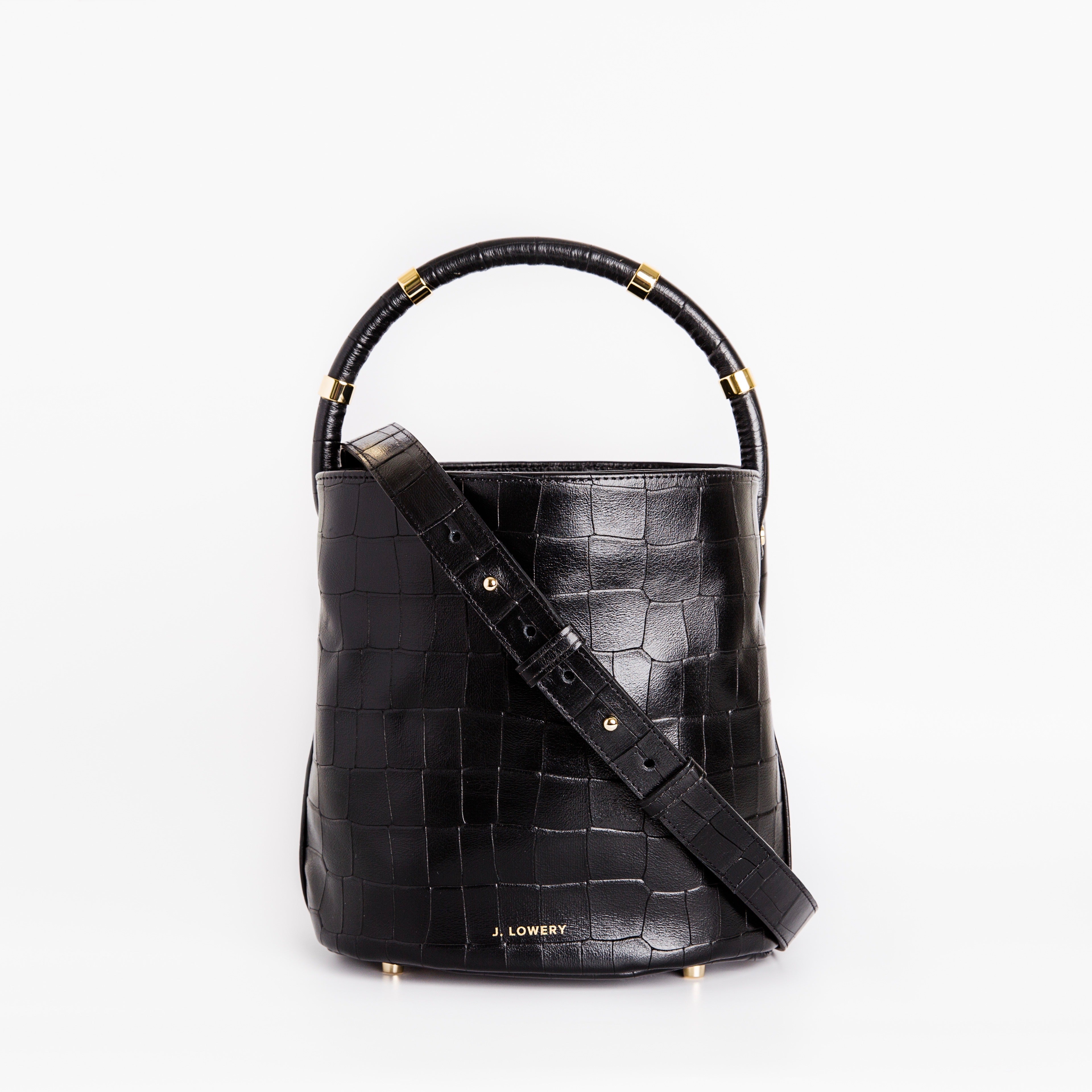 J. LOWERY Max Bucket Bag | Black Croc – shopjlowery.com